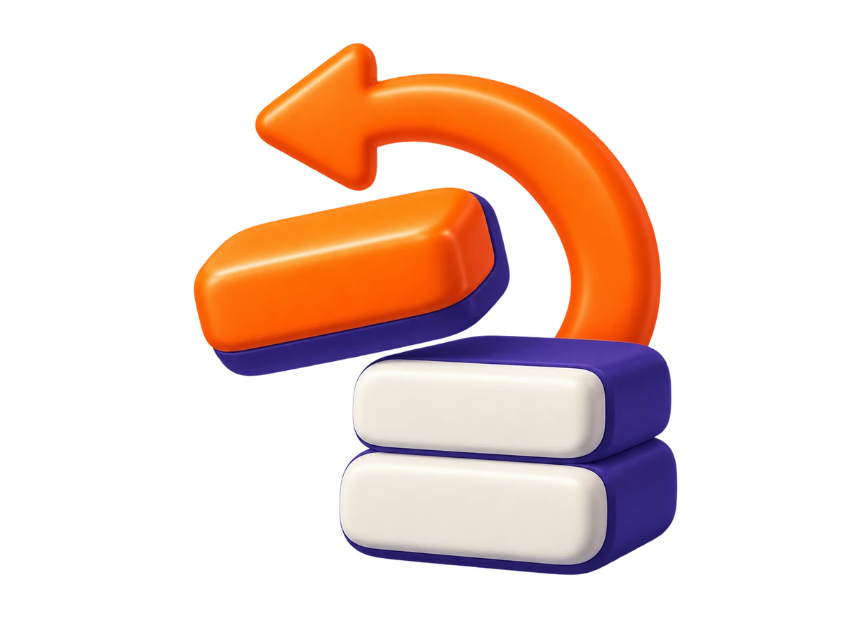 An undo arrow lifting a block off a stack